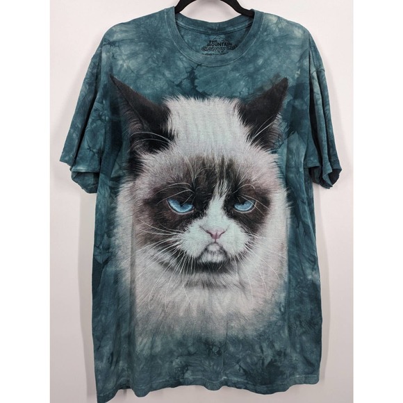 The Mountain Other - The Mountain Grumpy Cat SZ L Feline Nature Animal Tie Dye Smoke Shirt